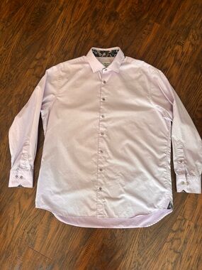 Men's Stenströms Light Purple Dress Shirt Floral Collar Cotton Twofold 17 43
